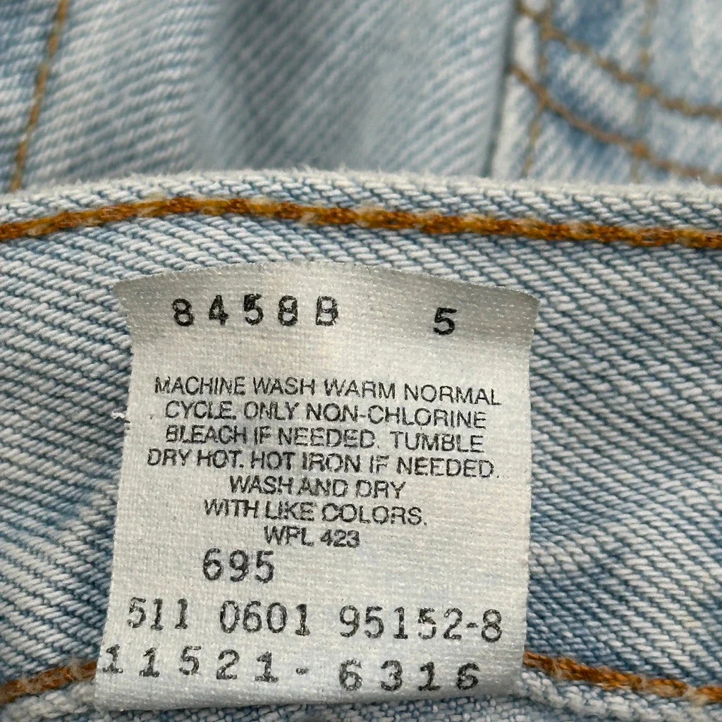 Made In USA Levis 521 Flared Jeans - 32W US 8 Light Wash Cotton - Image 7