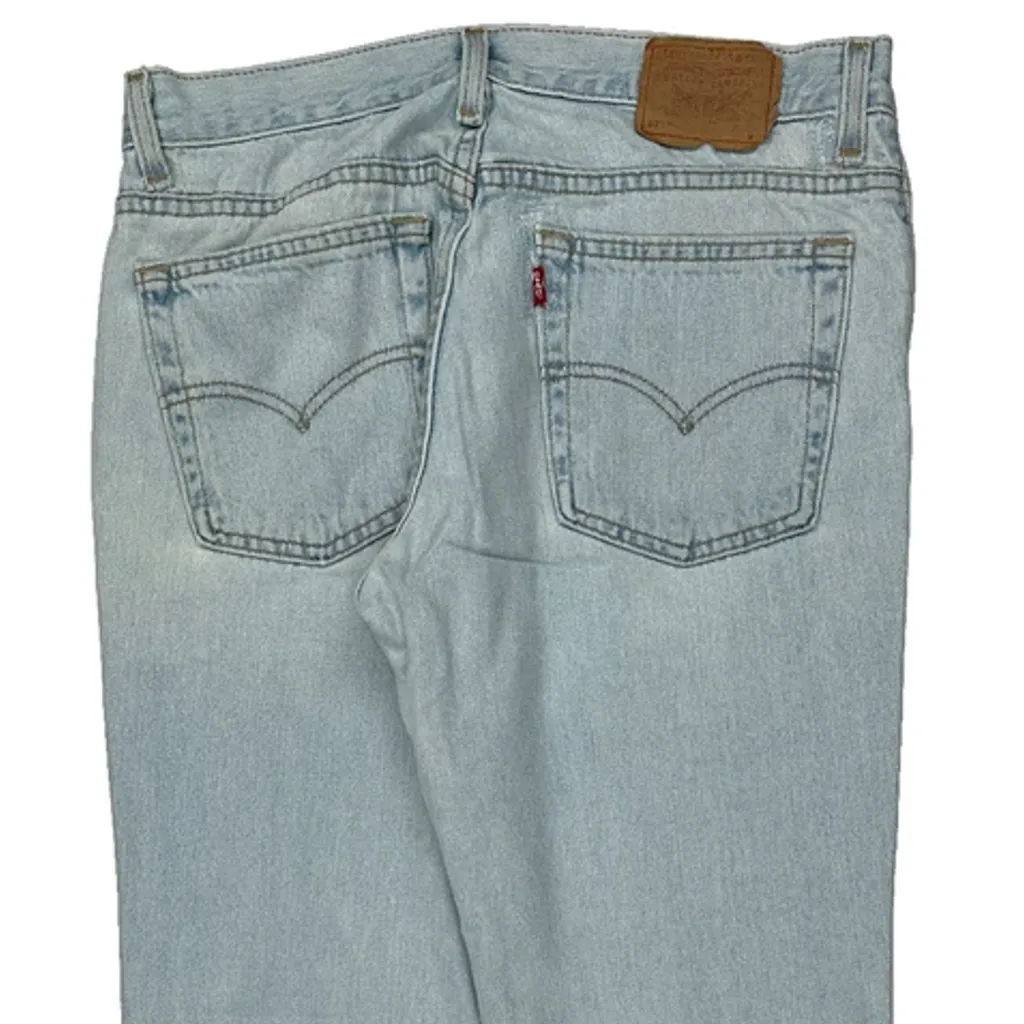 Made In USA Levis 521 Flared Jeans - 32W US 8 Light Wash Cotton - Image 8